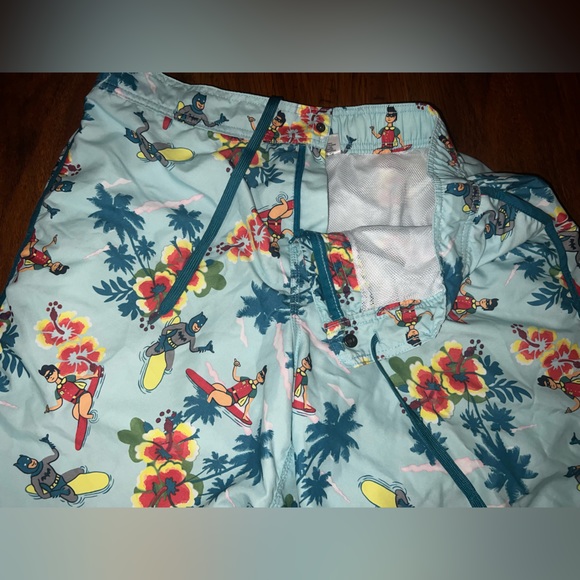 DC Originals Batman and Robin Swim Trunks Board Shorts 2XL Mesh Liner - Picture 3 of 9